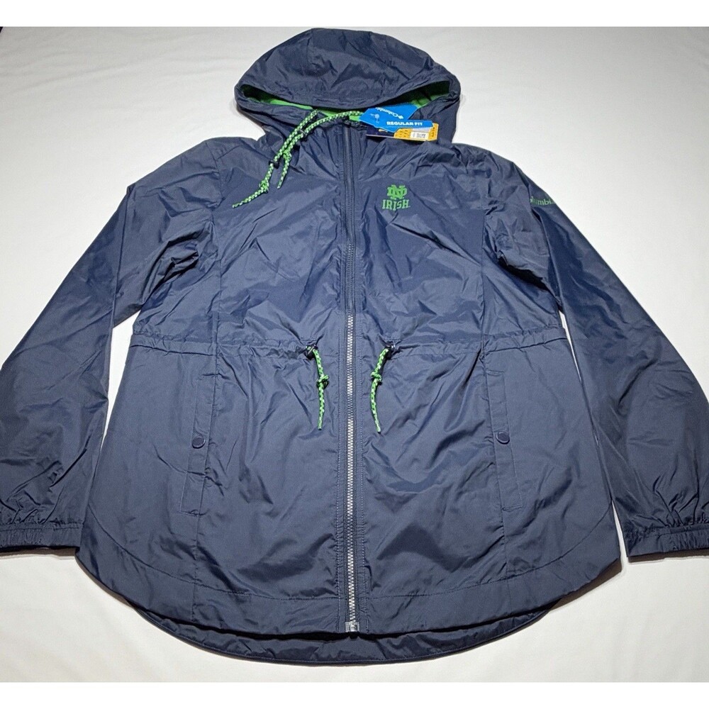 Notre Dame Irish Columbia Lily Park Blue Rain Jacket NCAA Women's Small NWT New